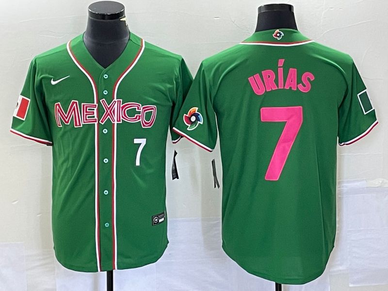 Men 2023 World Cub Mexico #7 Urias Green pink Nike MLB Jersey9